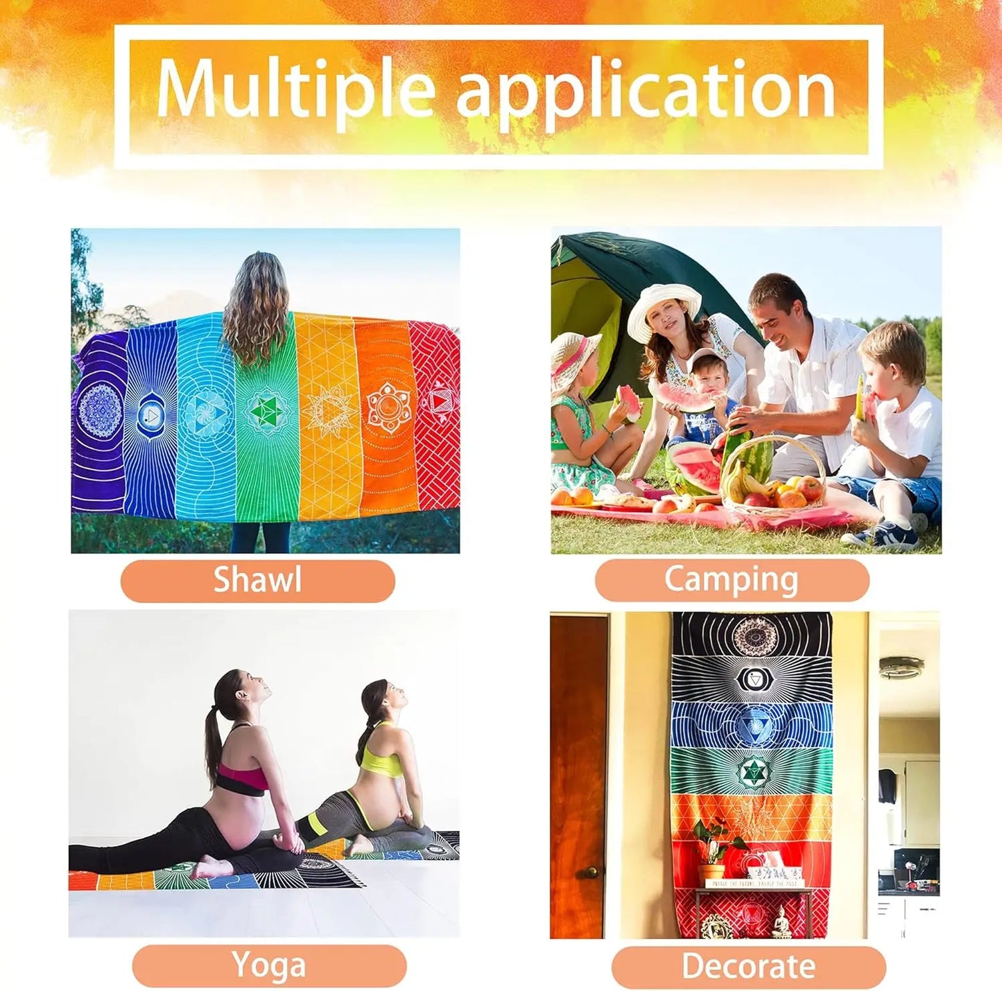 Chakra Meditation Mat Polyester Rug For Yoga And Relaxation