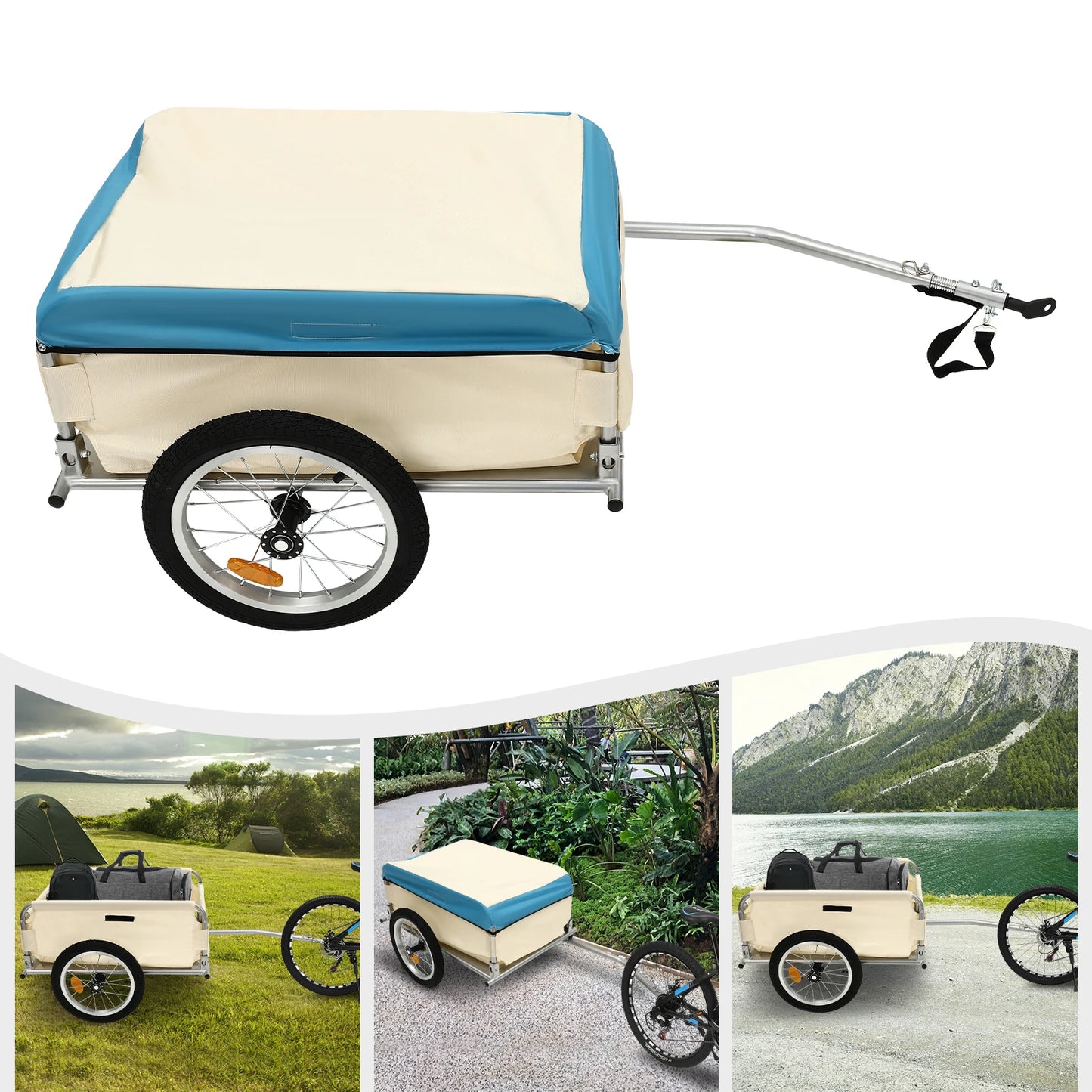 Bicycle Trailer Aluminum Cargo Bike Utility Trailer 50Kg Load