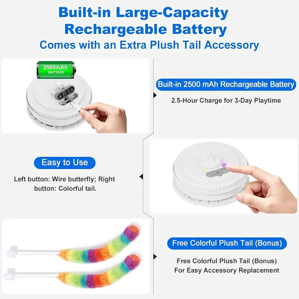 Interactive Indoor Cat Toy Dual Motion Rechargeable Touch And Seek