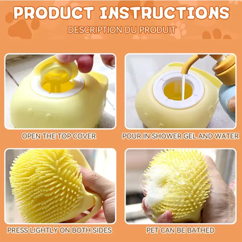 LISM Pet Bath Massage Brush Silicone Grooming Tool