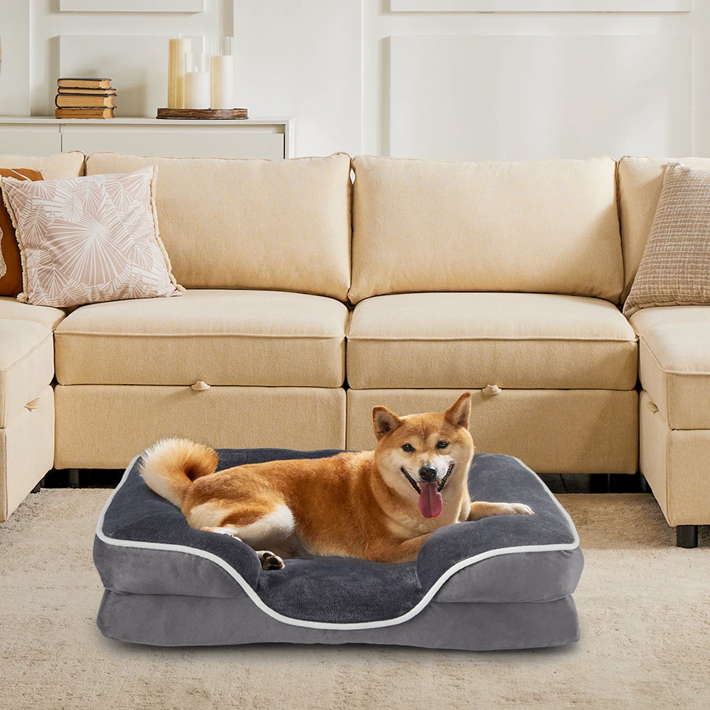 JHK Orthopedic Memory Foam Dog Bed With Removable Cover