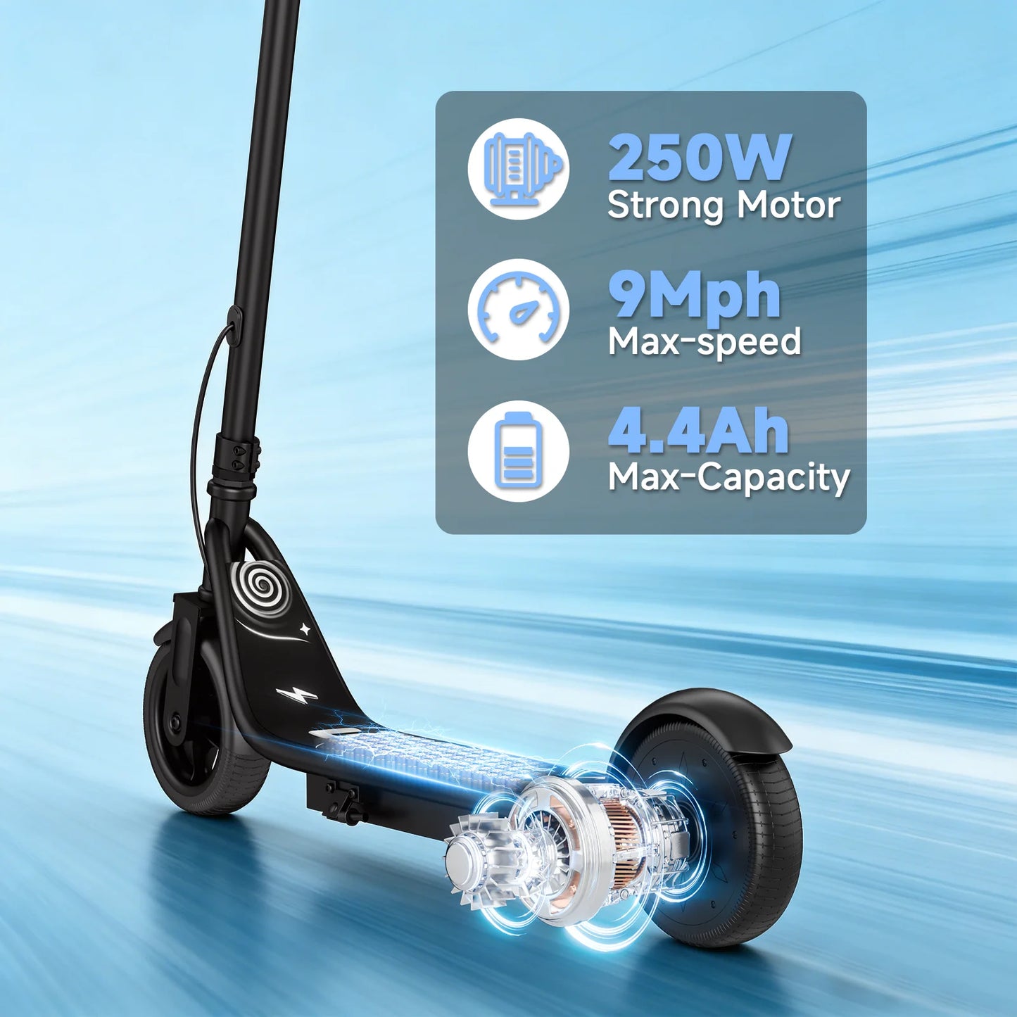 Ladped Electric Scooter for Kids Three Speed Modes 9 MPH 10 Mile Range