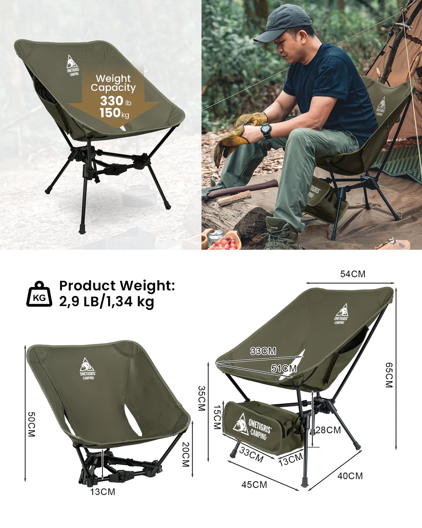 OneTigris Tigerblade Folding Camping Chair For Backpacking Outdoors