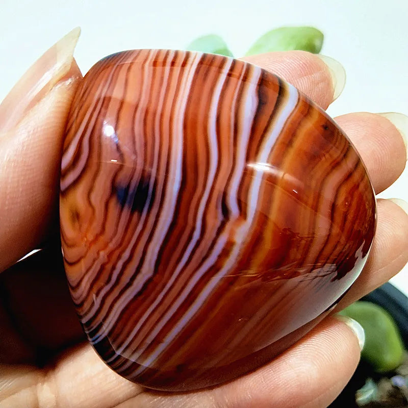 EBET Sardonyx Agate Palm Stones for Meditation and Feng Shui
