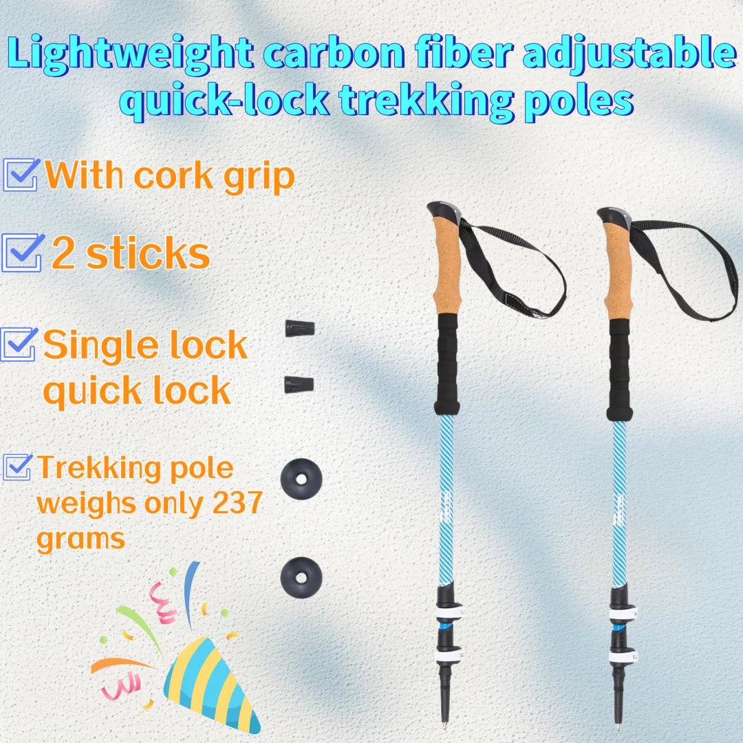 Lightweight Carbon Fiber Trekking Poles With Cork Grip 2 Pack