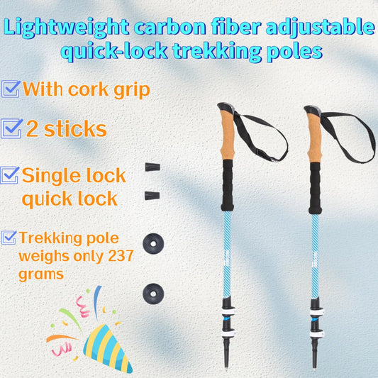 Lightweight Carbon Fiber Trekking Poles With Cork Grip 2 Pack
