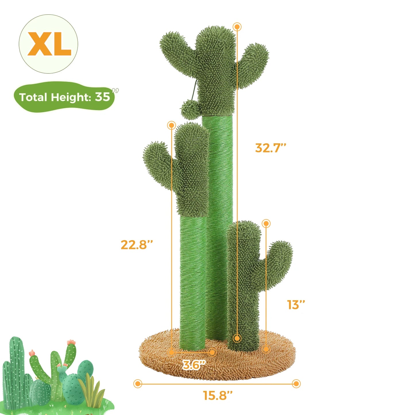 PEQULTICN Cactus Cat Tree With Large Condo Hammock And Toys