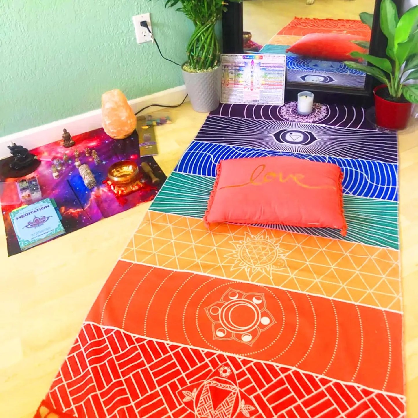 Chakra Meditation Mat Polyester Rug For Yoga And Relaxation