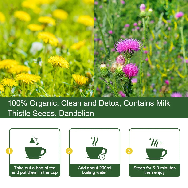 Mulittea Liver Detox Tea Dandelion Root Milk Thistle Turmeric