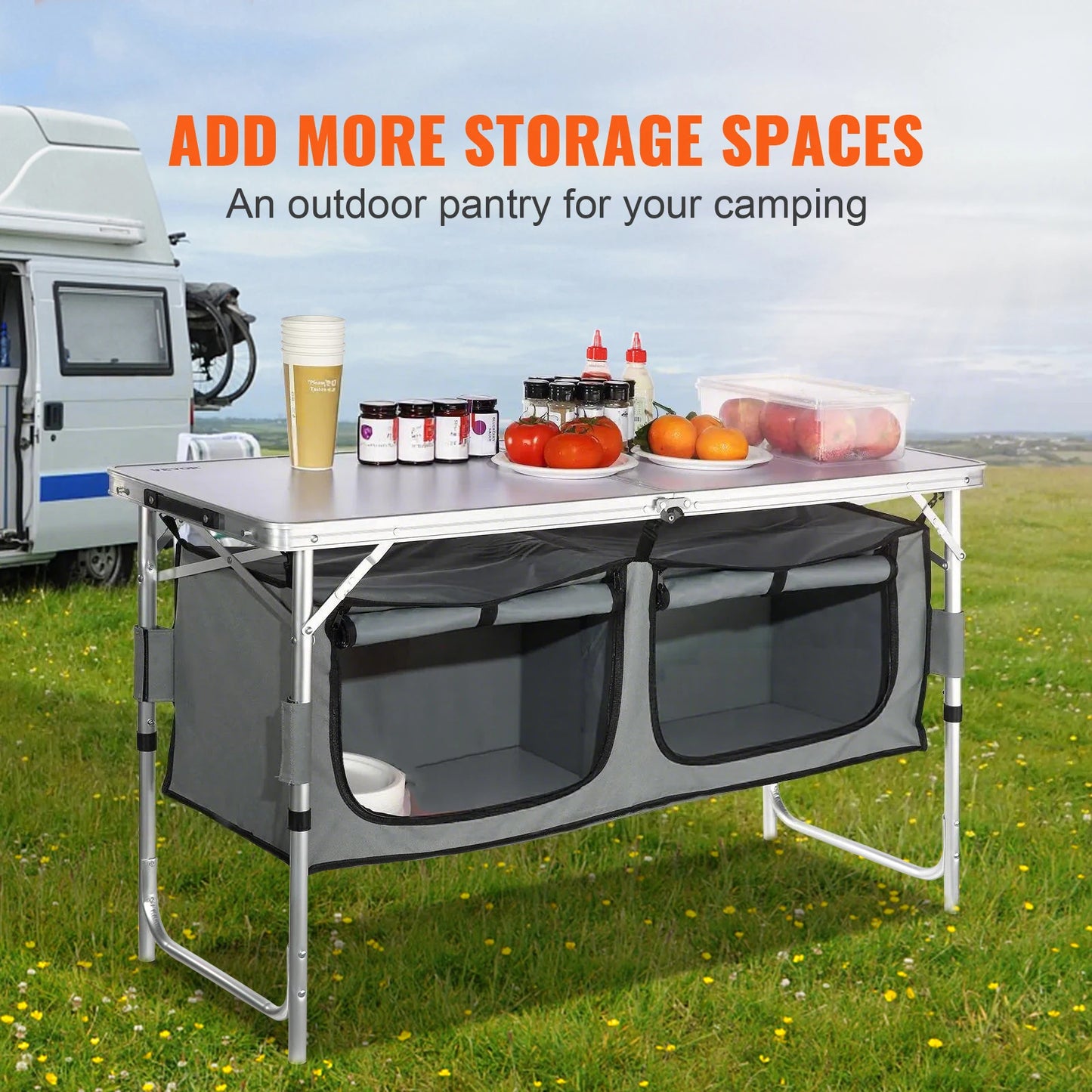 VEVOR Folding Camping Kitchen Table MDF For Outdoor Picnics RV
