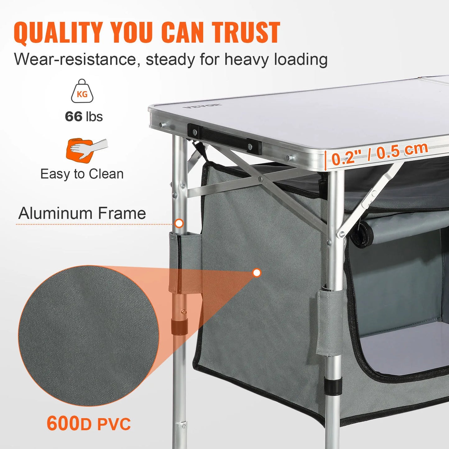 VEVOR Folding Camping Kitchen Table MDF For Outdoor Picnics RV