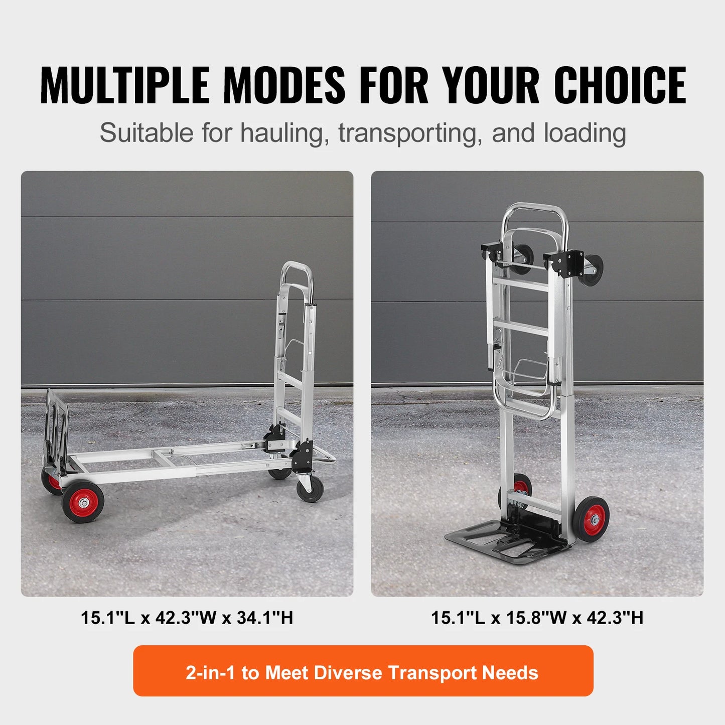 Folding Hand Truck 400lb Load Dolly With Wheels For Transport