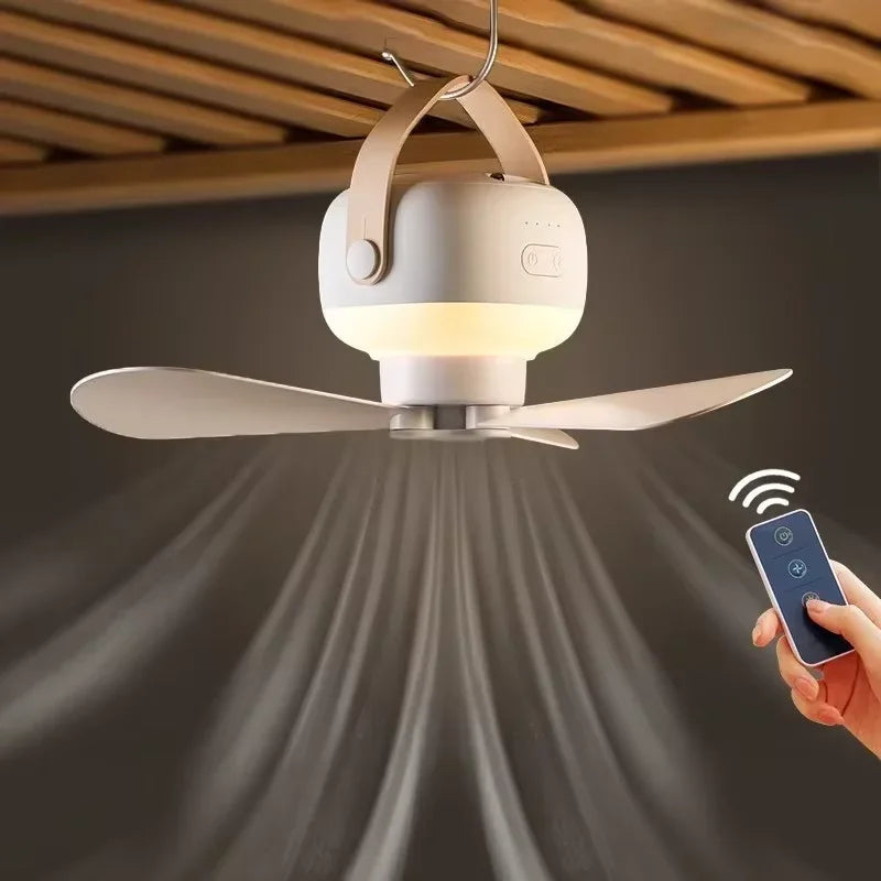 Portable Wireless Mini Ceiling Fan USB Night Light With Remote Control Stand
