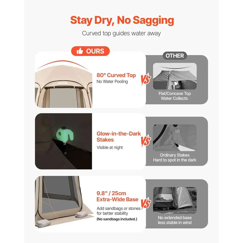 Pop Up Tent Gazebo With Netting Sides And Ground Stakes