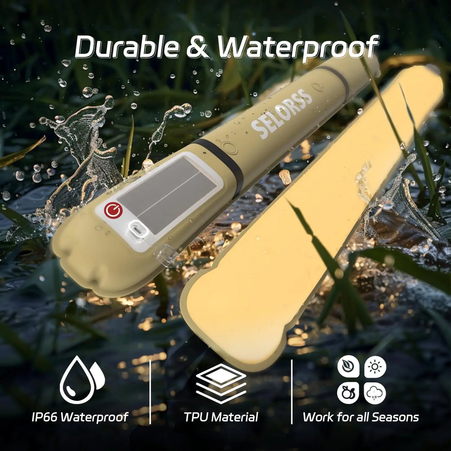 Solar Camping Lantern 2000mAh Folding Portable Waterproof USB Type C