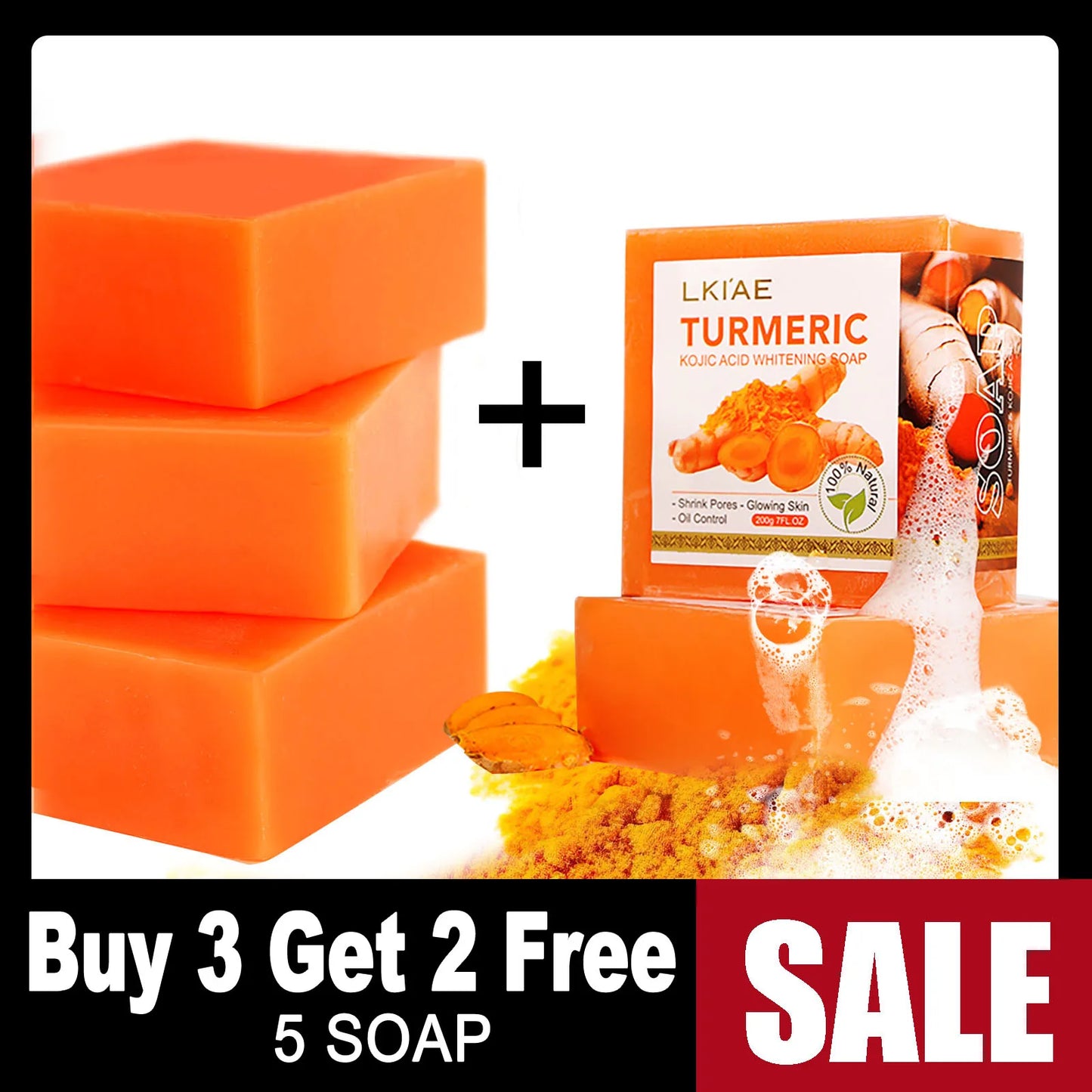 AILKE Turmeric Soap Bar Handmade Whitening For Face And Body
