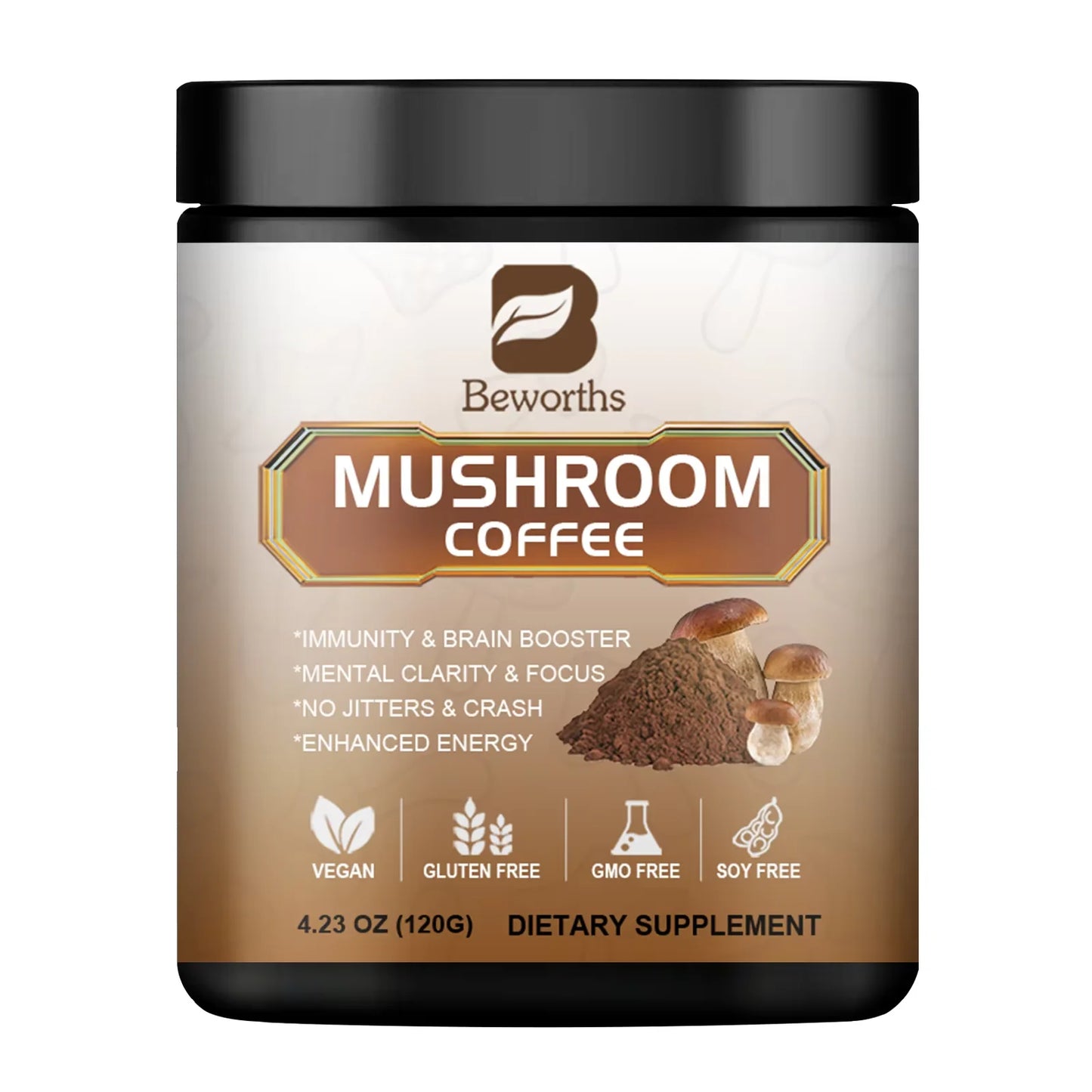 Beworths Mushroom Coffee Reishi Lions Mane Immunity Focus