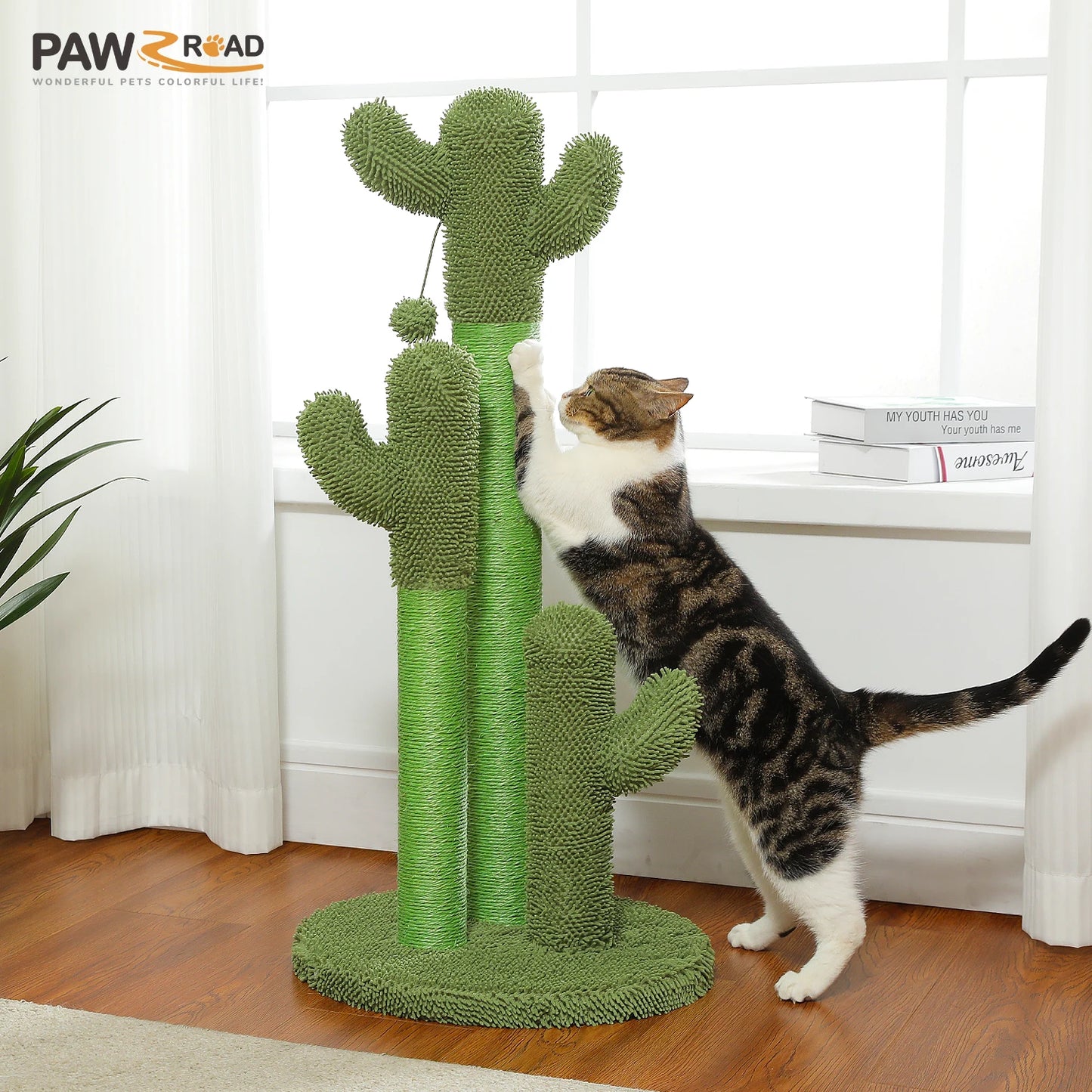 PEQULTICN Cactus Cat Tree With Large Condo Hammock And Toys