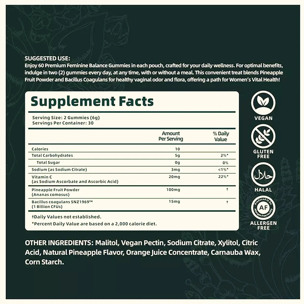 Quit Mood Vital Source Feminine Balance Gummies Hawaiian Pineapple