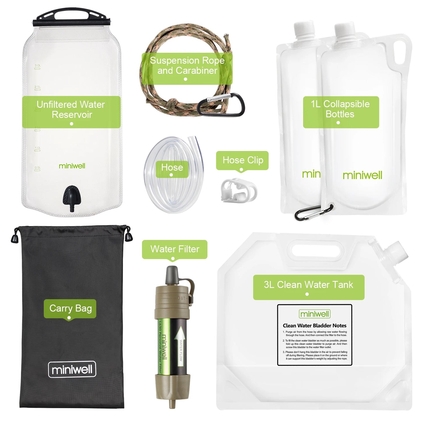Miniwell L630 Personal Camping Water Filter Straw For Survival