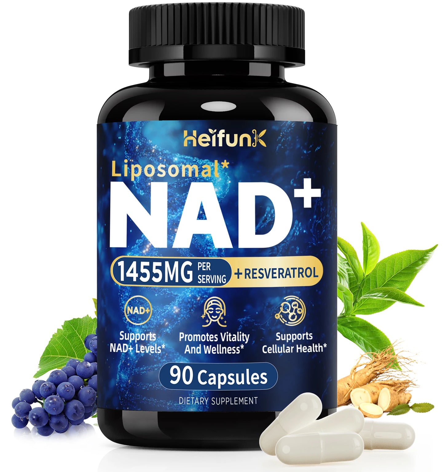 BIYODE Liposomal NAD Supplement 1450mg NAD Resveratrol For Cellular Health