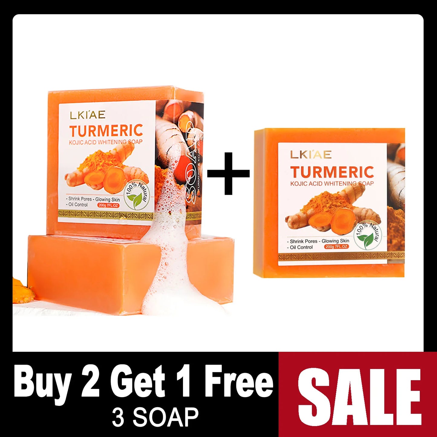 AILKE Turmeric Soap Bar Handmade Whitening For Face And Body