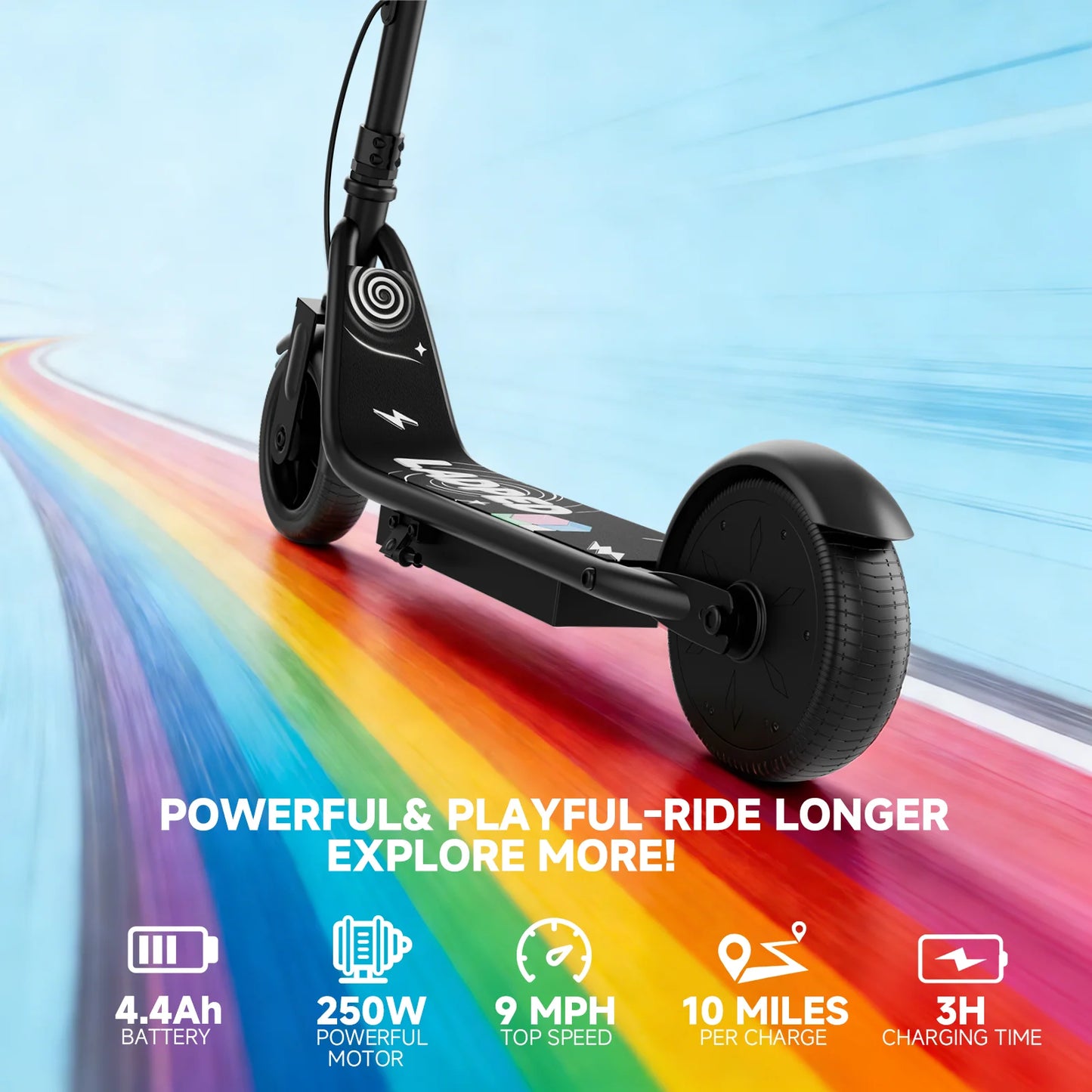 Ladped Electric Scooter for Kids Three Speed Modes 9 MPH 10 Mile Range