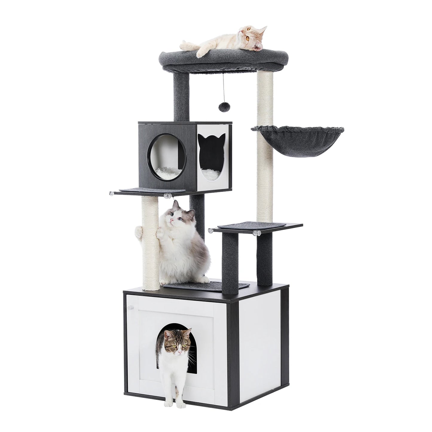 PAWZ Road Cat Tree With Litter Box Enclosure And Storage Cabinet