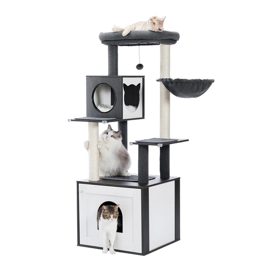 PAWZ Road Cat Tree With Litter Box Enclosure And Storage Cabinet