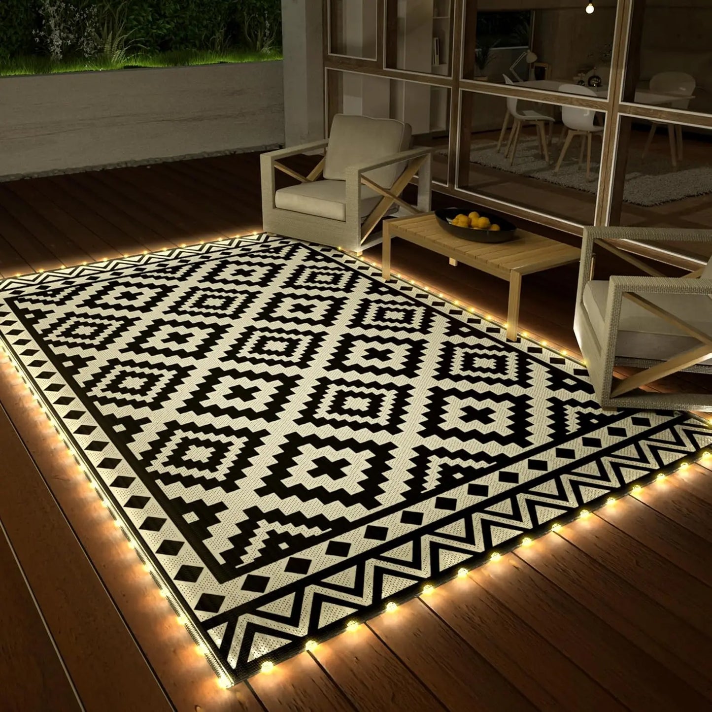 Waterproof Outdoor Rug With Led Lights For Patio RV Beach