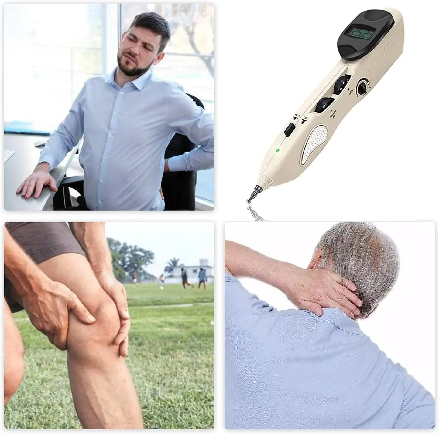 Electronic Acupuncture Pen Meridian With 3 Massage Heads Rechargeable