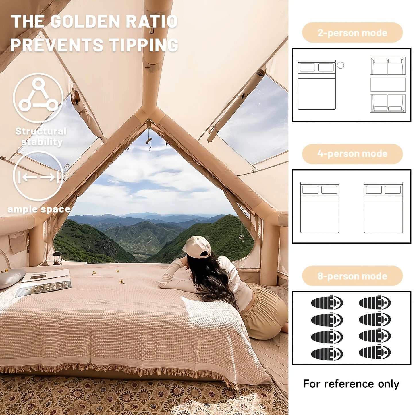 Pakicetus Inflatable Camping Tent With Skylight And Mesh