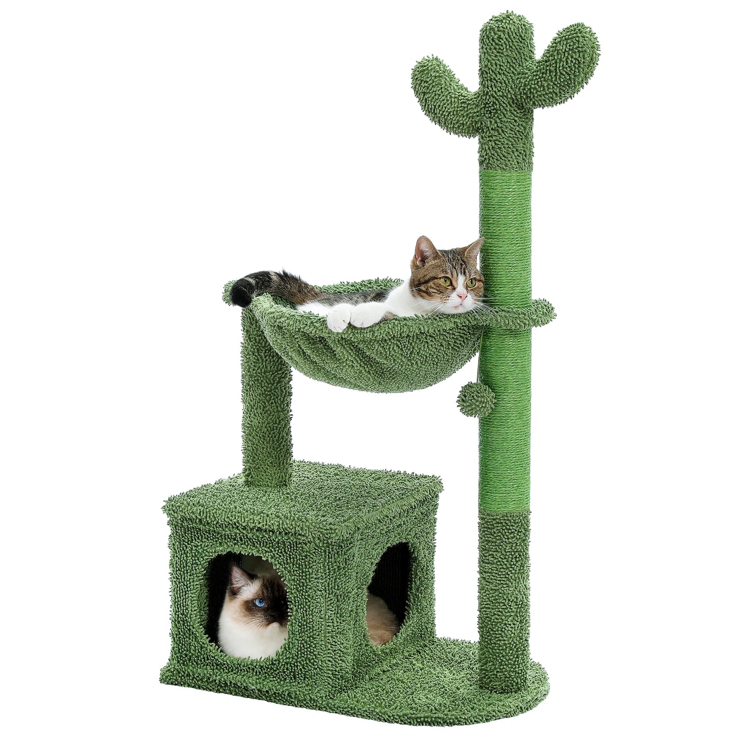 PEQULTICN Cactus Cat Tree With Large Condo Hammock And Toys