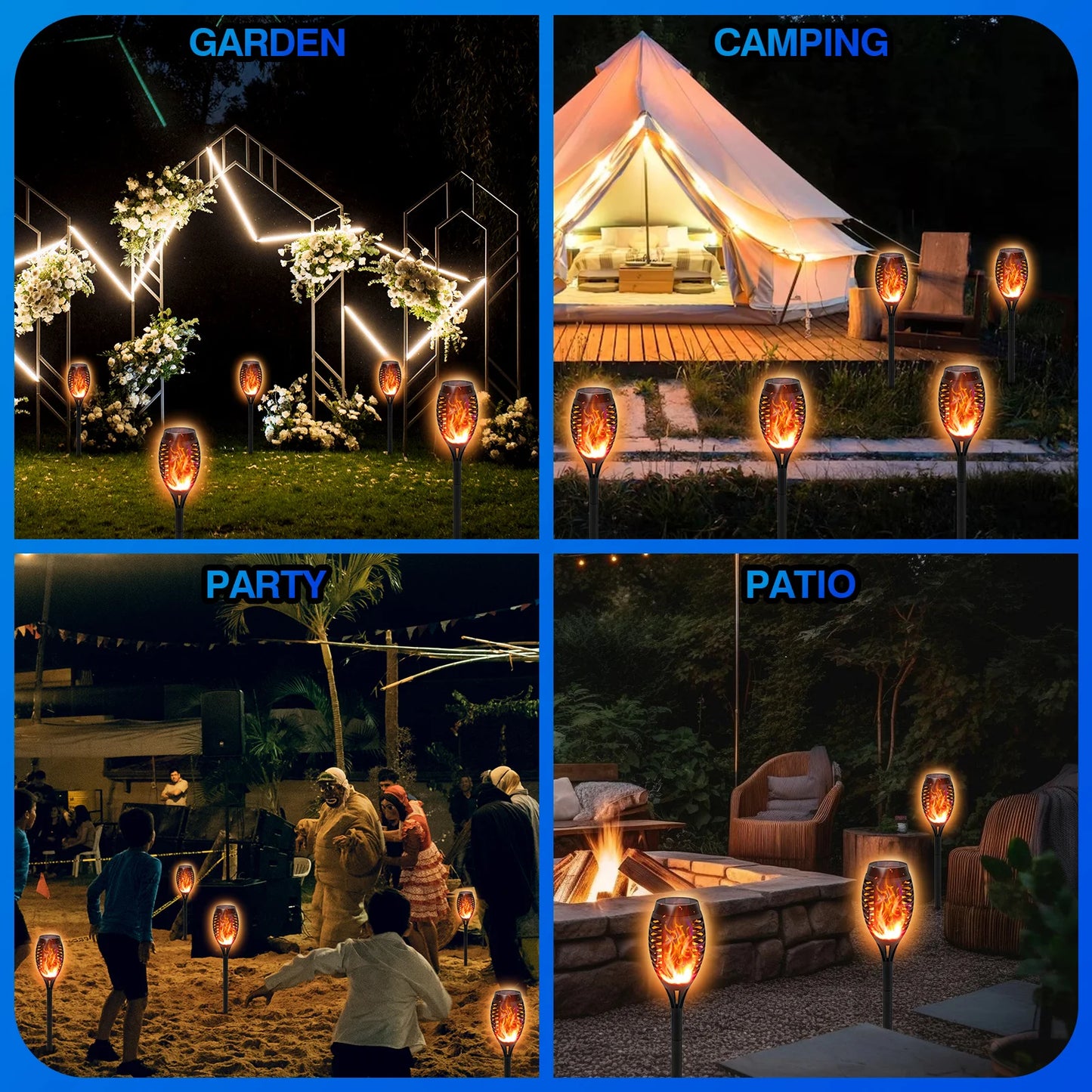 Solar Torch Lights Flickering Flame LED Waterproof Garden Path