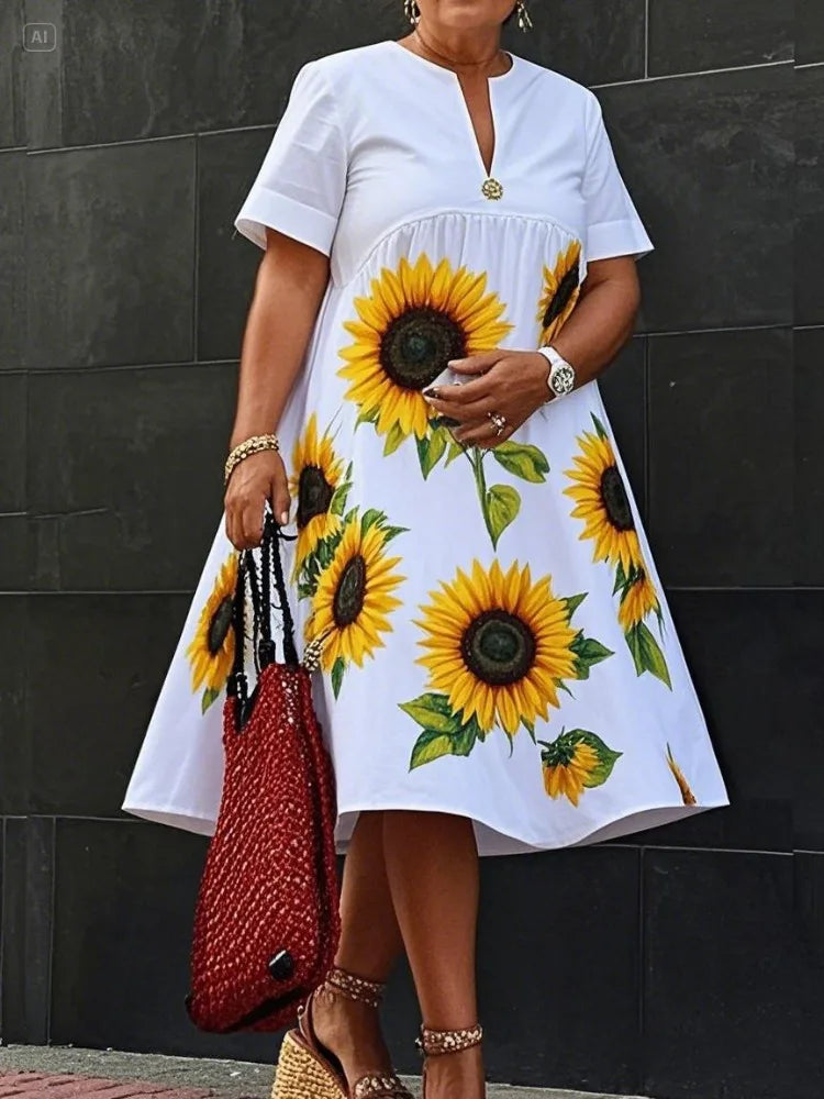 OSHOPLIVE CN Spring Summer Women A Line Pleated Midi Dress