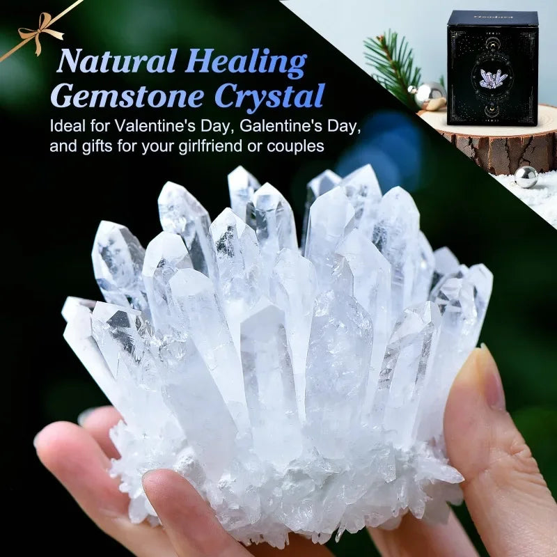CrystalHola Spiritual Clear Quartz Crystal Cluster Healing Ornament Gift