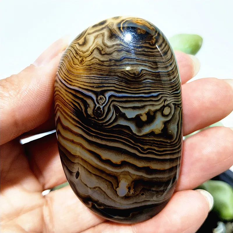 EBET Sardonyx Agate Palm Stones for Meditation and Feng Shui