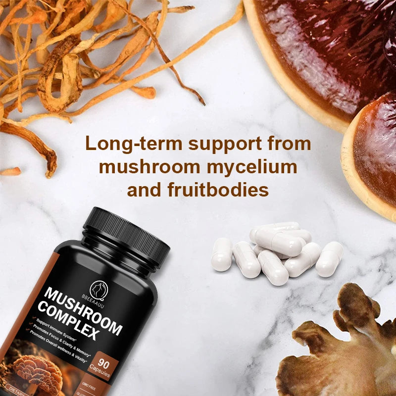 Beworths Mushroom Complex Capsules For Energy Focus Memory Digestive Health