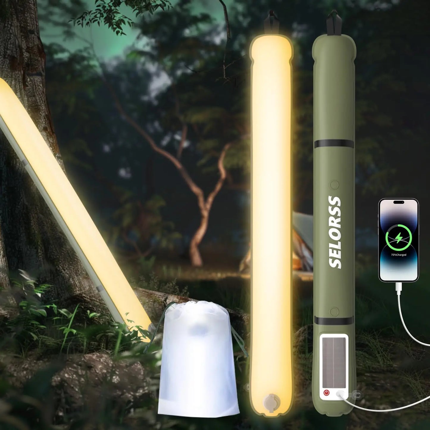Solar Camping Lantern 2000mAh Folding Portable Waterproof USB Type C