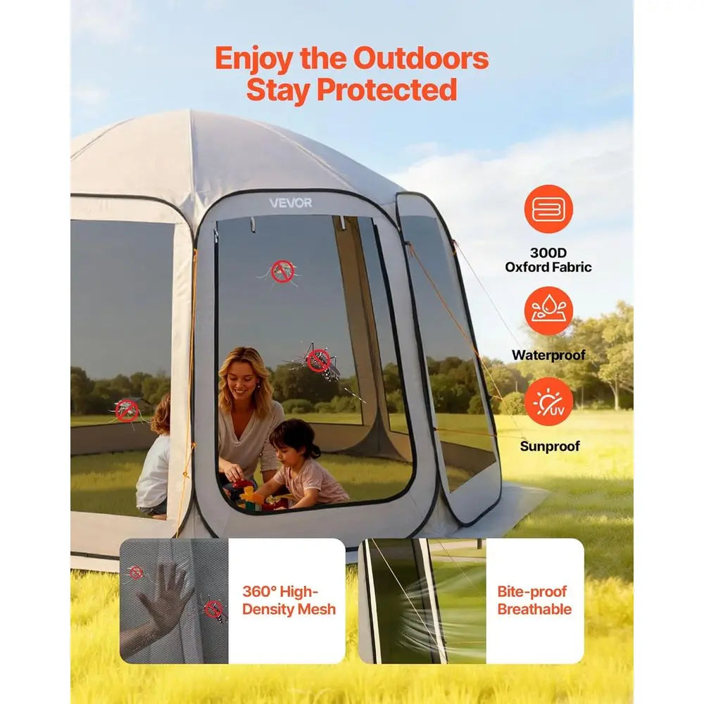 Pop Up Tent Gazebo With Netting Sides And Ground Stakes