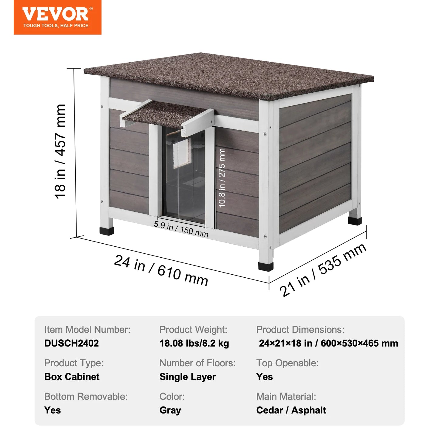 SucceBuy Wooden Outdoor Cat House Weatherproof Shelter With Foam Insulation