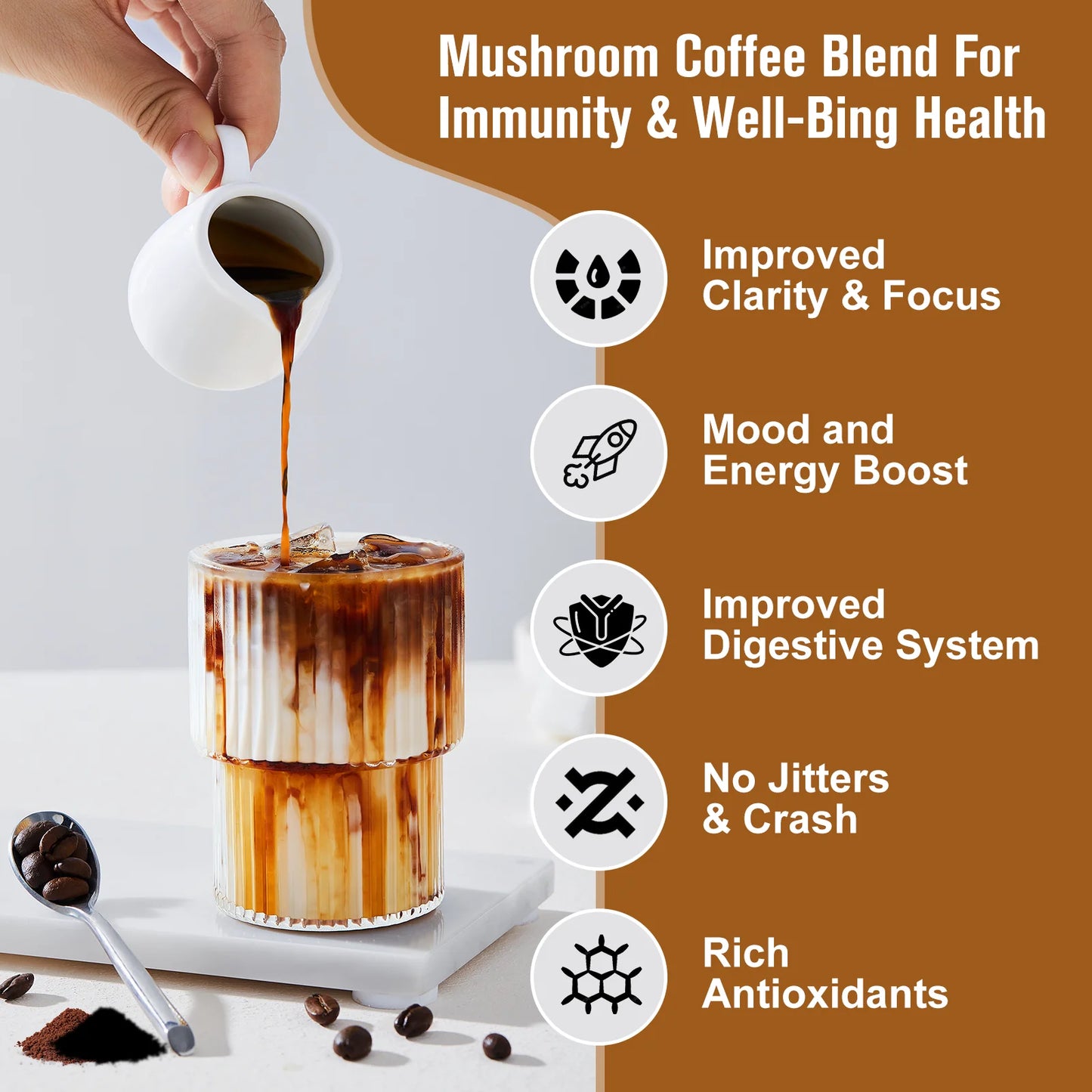 Beworths Mushroom Coffee Reishi Lions Mane Immunity Focus