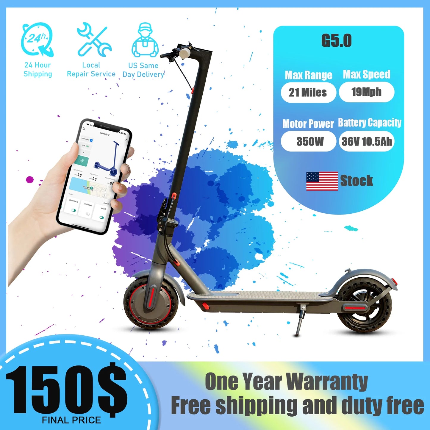 AOVOPRO G5.0 Electric Scooter 36V 350W Foldable Long Range