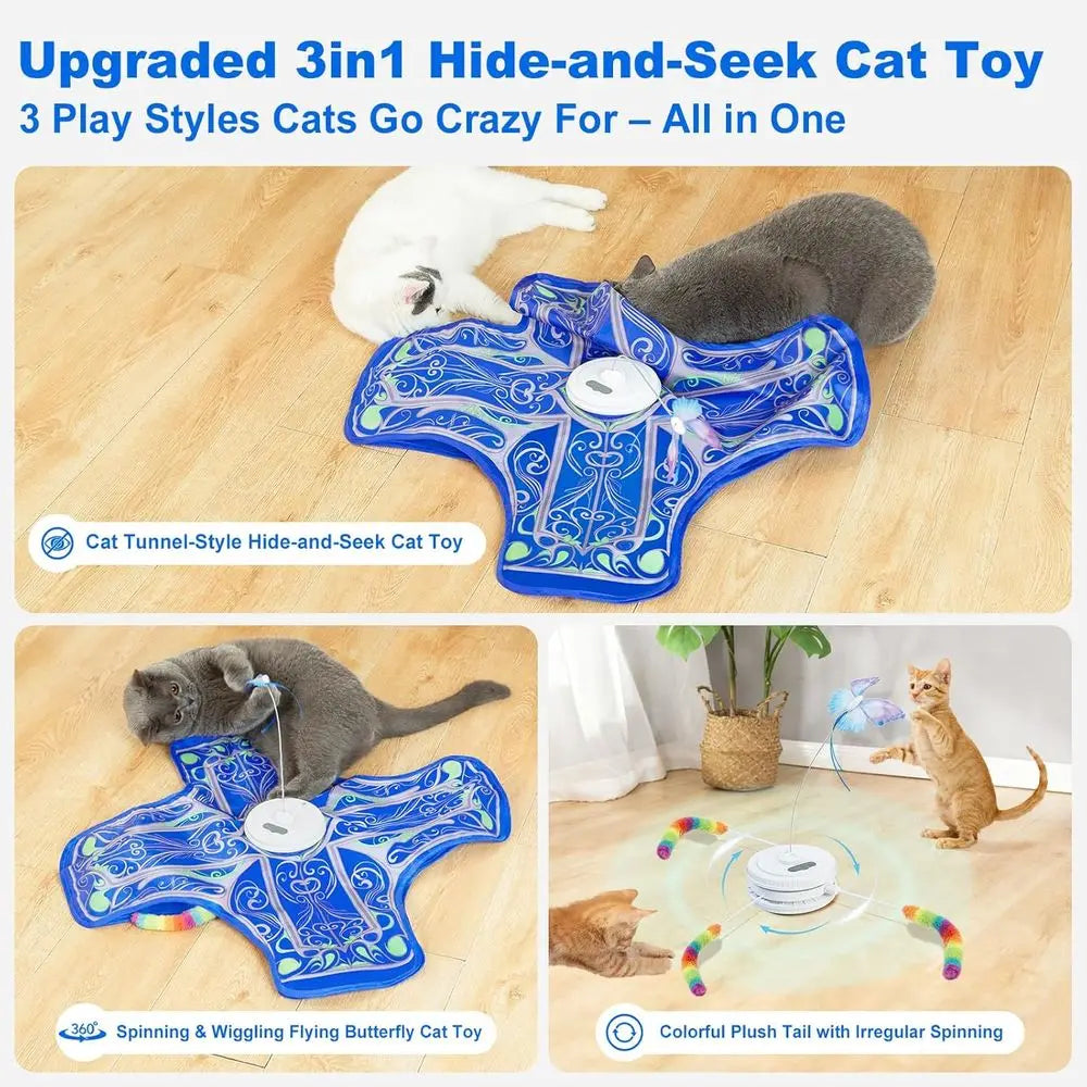 Interactive Indoor Cat Toy Dual Motion Rechargeable Touch And Seek