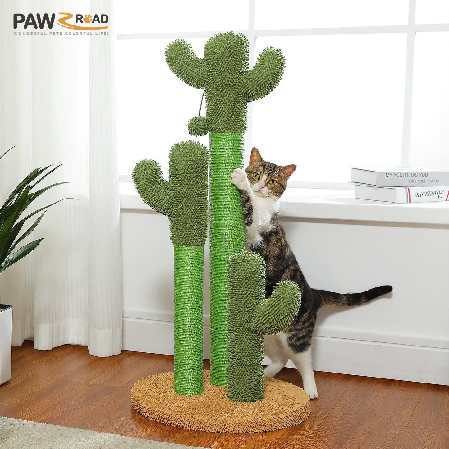 PEQULTICN Cactus Cat Tree With Large Condo Hammock And Toys