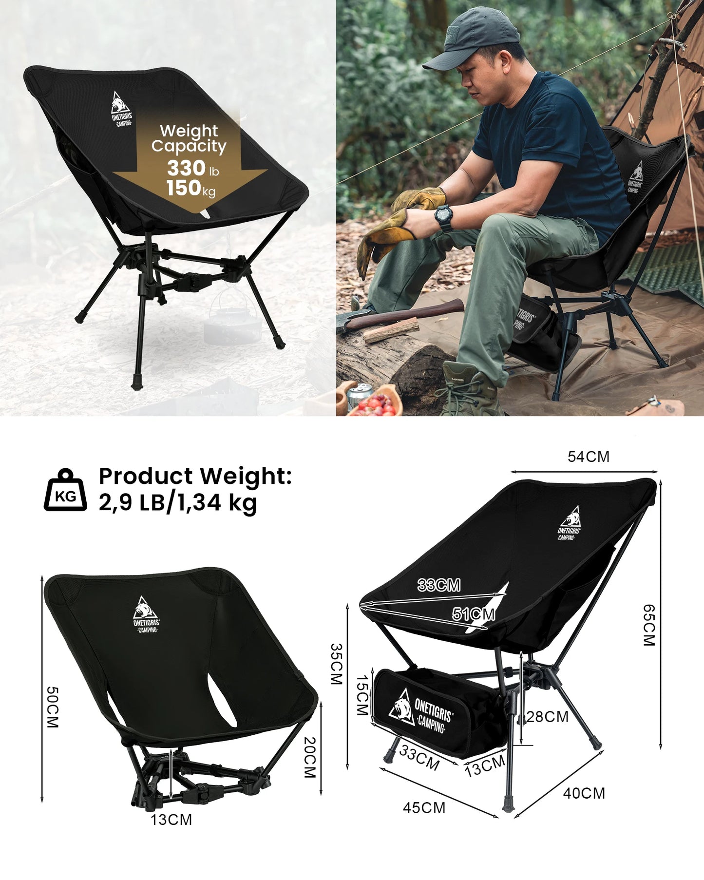 OneTigris Tigerblade Folding Camping Chair For Backpacking Outdoors
