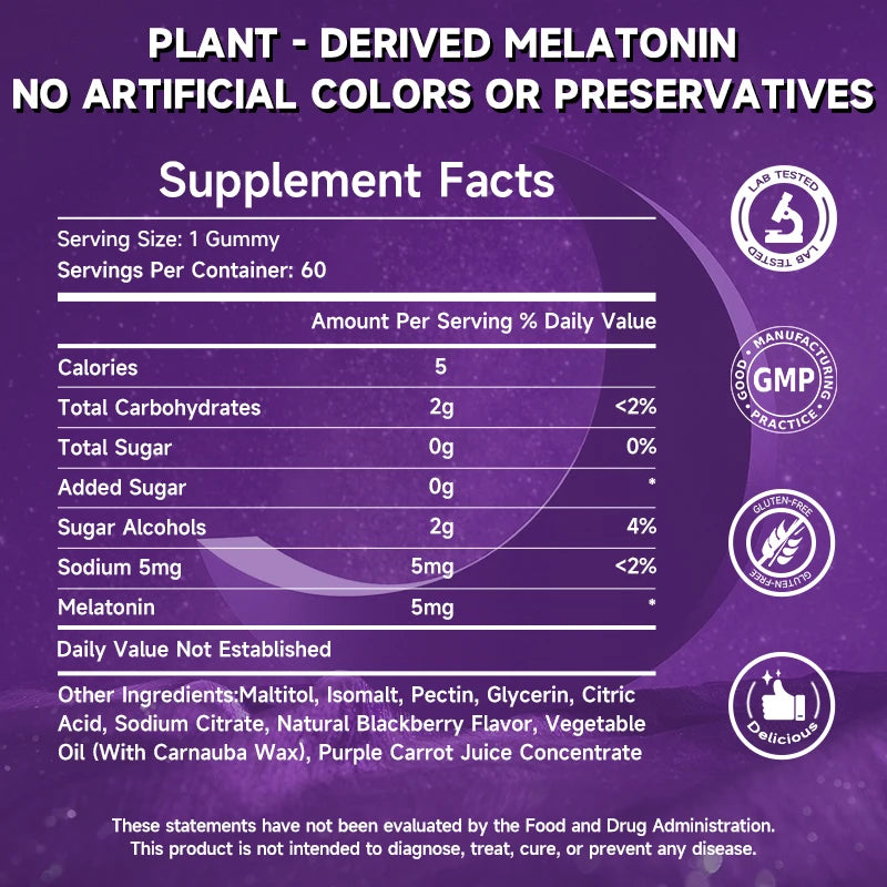 Ahete Melatonin Gummies 5mg Daily For Sleep Support