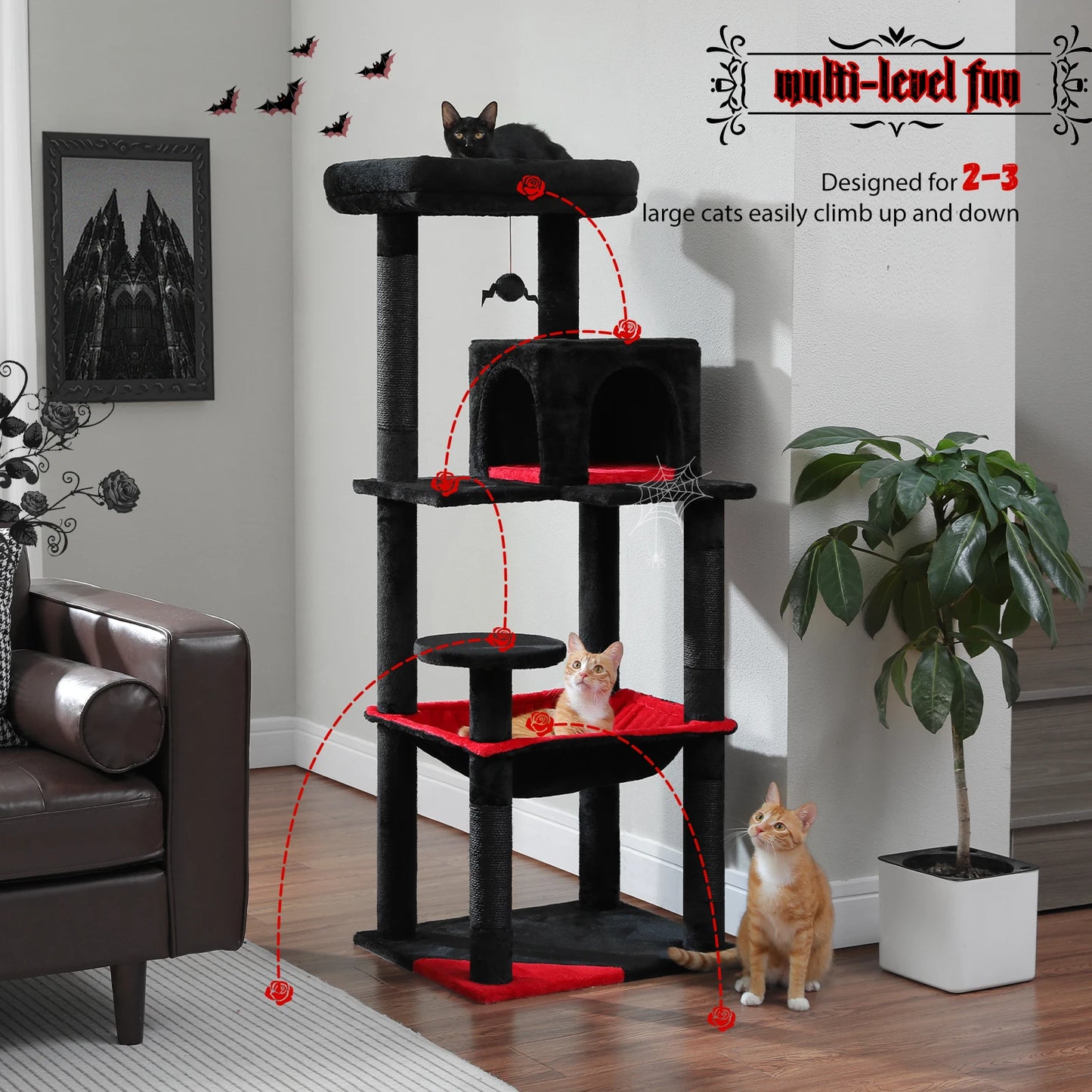 PAWZ Road Gothic Cat Tree Indoor Tall Tower With Sisal Scratching Post