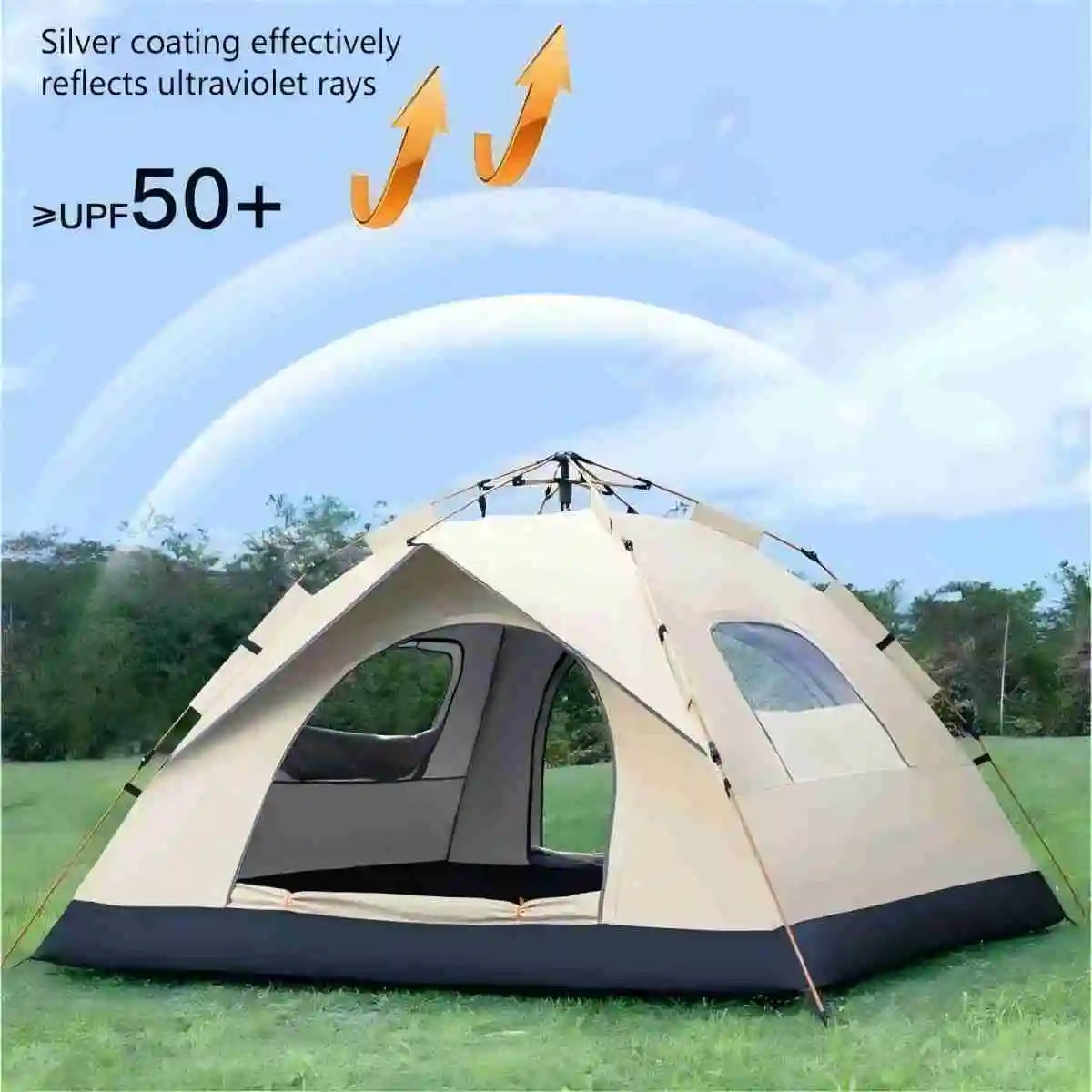 Pakicetus Outdoor Shelter Sunshade Camping Tent With Two Doors And Windows