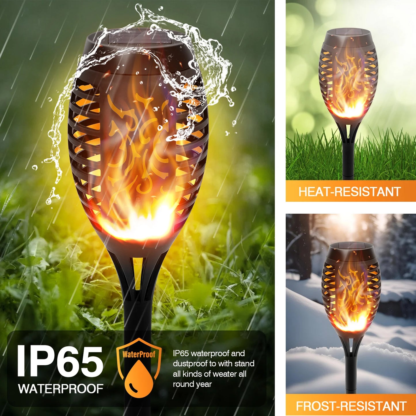 Solar Torch Lights Flickering Flame LED Waterproof Garden Path
